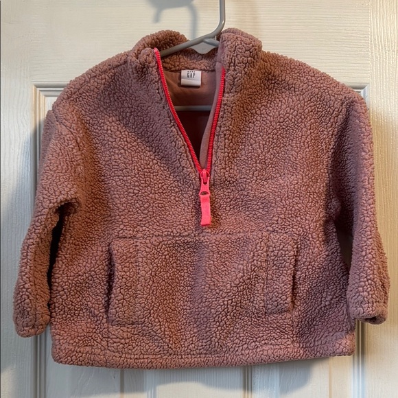 Baby Gap Cozy Kids' Fleece Pullover - Pink (mauve) half zipper - Picture 5 of 10